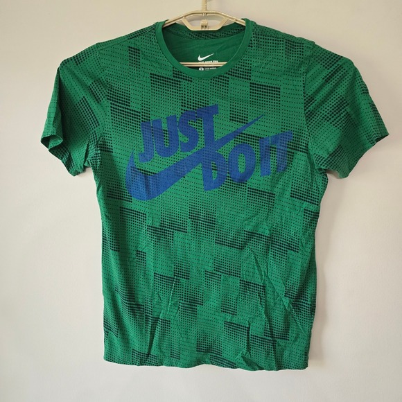 Nike Athletic Cut T-Shirt Just Do It Graphic Print Tee Green Mens‎ Large - Picture 1 of 7